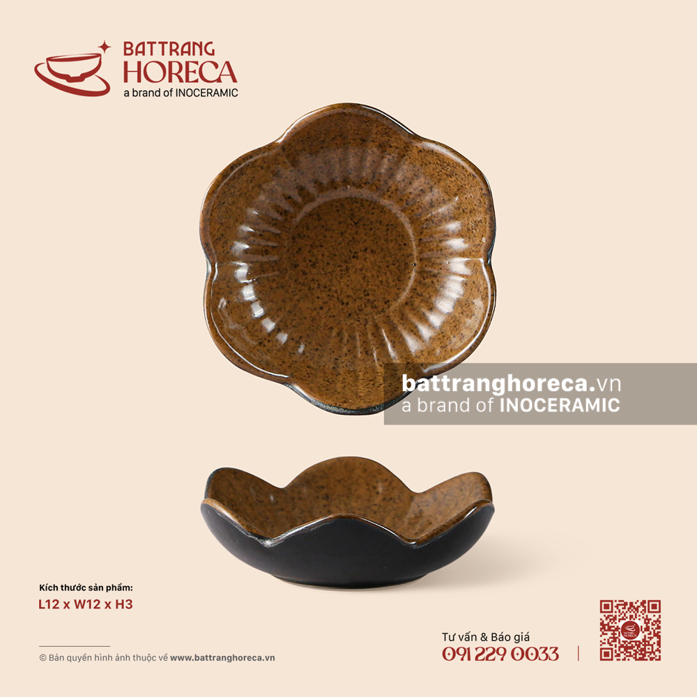 Chân để nến 12cm – Ô Thổ – Men tấm - Bát Tràng Horeca Chân để nến 12cm – Ô Thổ – Men tấm