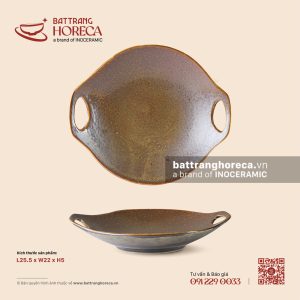 Chảo hai tai 25.5 x 22cm - Thổ Viêm - Men hoả biến