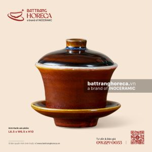 Chén khải cung đình 6.5cm - Nâu Trầm