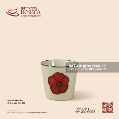 Chén rượu sake 4.5 x 4.5cm – Yên Hồng – Men ngà