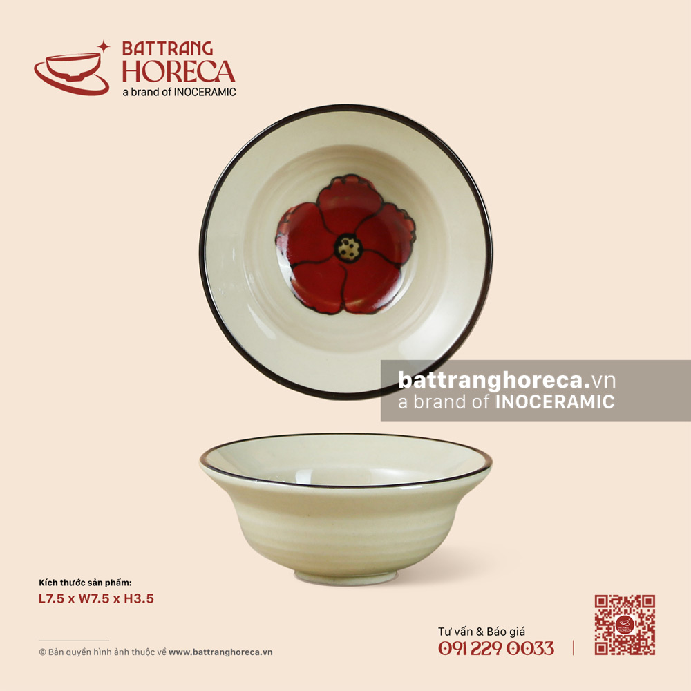 Chén rượu yêu 7.5 x 7.5cm - Yên Hồng - Men ngà - Bát Tràng Horeca Chén rượu yêu 7.5 x 7.5cm - Yên Hồng - Men ngà