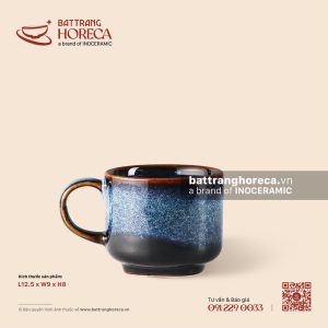 Cốc cà phê quai C đế vuông 12.5 x 9cm - Lam Vân
