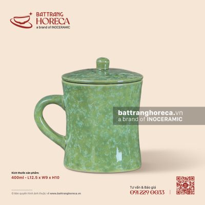 Cốc eo đại có quai 400ml – Lục Thạch – Men màu