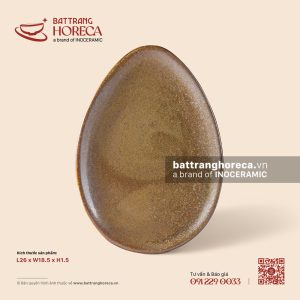 Đĩa bầu dục nhọn (đĩa trứng) 26 x 18.5cm - Thổ Viêm