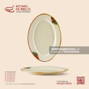 Đĩa bầu dục (oval) – Hoàng Diệp – Men hoả biến