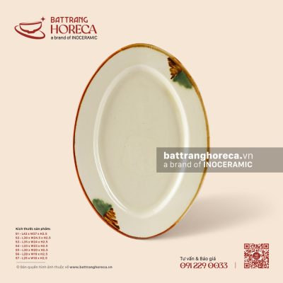 Đĩa bầu dục (oval) – Hoàng Diệp – Men hoả biến