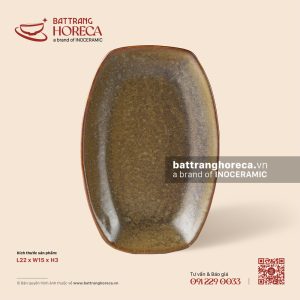 Đĩa bầu dục (oval) bo cạnh 22 x 15cm - Thổ Viêm