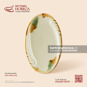 Đĩa bầu dục (oval) lụa 28 x 18cm - Hoàng Diệp
