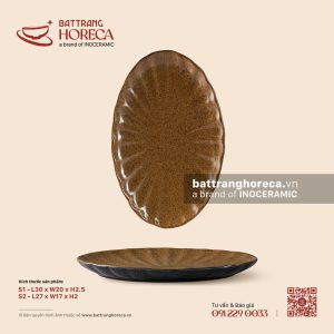 Đĩa bầu dục (oval) múi – Ô Thổ – Men tấm