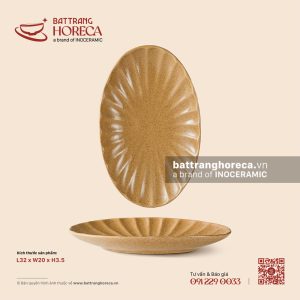 Đĩa bầu dục (oval) múi 32 x 20cm – Hoàng Sa – Men tấm