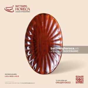 Đĩa bầu dục (oval) múi 32 x 20cm - Nâu Trầm