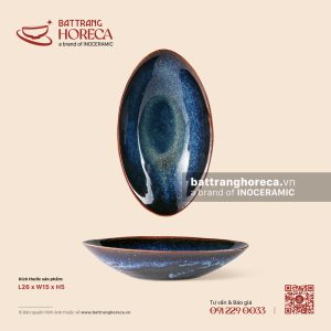 Đĩa bầu dục (oval) sâu 26 x 15cm - Lam Vân