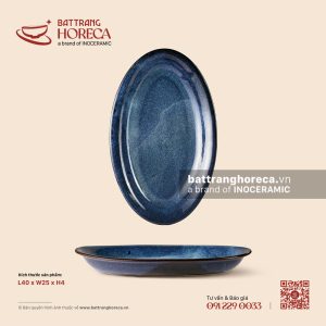 Đĩa bầu dục (oval) sâu 40 x 25cm - Lam Vân