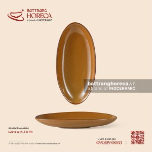 Đĩa bầu dục (oval) sâu lòng 30 x 14.5cm - Cam Mộc