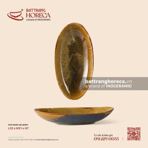 Đĩa bầu dục (oval) vênh 32 x 21cm - Kim Sa