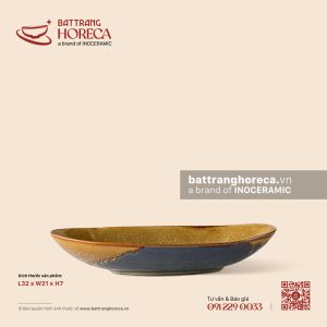 Đĩa bầu dục (oval) vênh 32 x 21cm - Kim Sa