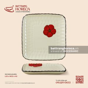 Đĩa bích quy 22cm - Yên Hồng - Men ngà