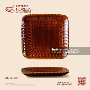 Đĩa bích quy 22cm - Nâu Trầm