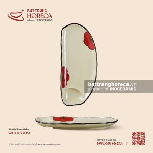 Đĩa cá lào 28 x 12cm - Yên Hồng - Men ngà