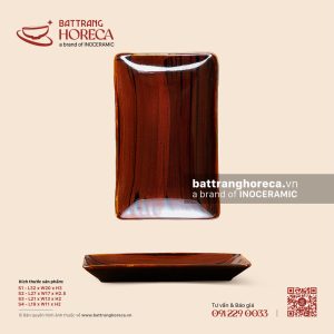 Đĩa chữ nhật - Nâu Trầm