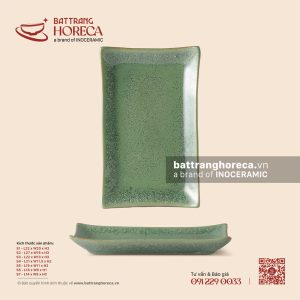 Đĩa chữ nhật - Bích Diệp - Men hoả biến