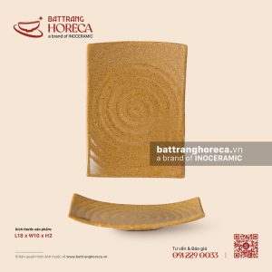 Đĩa chữ nhật cắt 18 x 10cm – Hoàng Sa – Men tấm