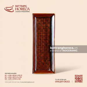 Đĩa chữ nhật dài - Nâu Trầm