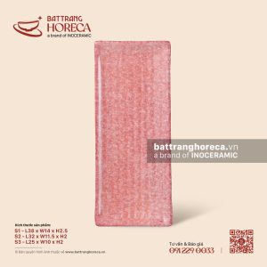 Đĩa chữ nhật dài vân lá chuối - Hồng Thạch