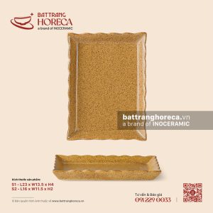 Đĩa chữ nhật miệng lượn – Hoàng Sa – Men tấm