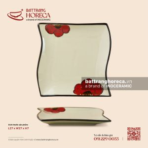 Đĩa dải lụa 20.5 x 20.5cm - Yên Hồng - Men ngà