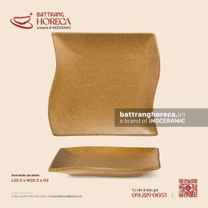 Đĩa dải lụa 20.5 x 20.5cm – Hoàng Sa – Men tấm