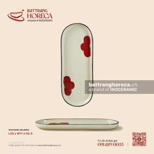 Đĩa dài sâu lòng 30 x 11.5cm - Yên Hồng - Men ngà