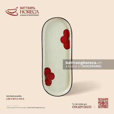 Đĩa dài sâu lòng 30 x 11.5cm – Yên Hồng – Men ngà
