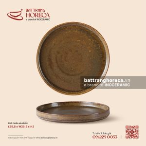 Đĩa dẹp (đĩa pizza) 25.5cm - Thổ Viêm - Men hoả biến
