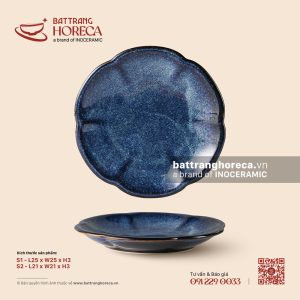 Đĩa hoa 6 cánh - Lam Vân - Bát Tràng Horeca Đĩa hoa 6 cánh - Lam Vân