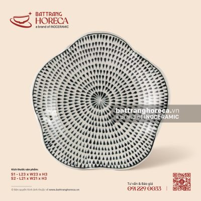 Đĩa hoa đào – Loang – Men ngà