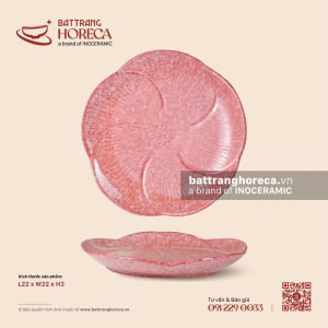 Đĩa hoa đào 5 cánh 22cm - Hồng Thạch