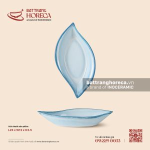 Đĩa hoa khế 23 x 12cm – Biển Xanh – Men hoả biến