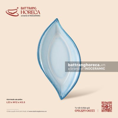 Đĩa hoa khế 23 x 12cm – Biển Xanh – Men hoả biến