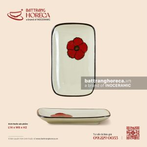 Đĩa kê khăn 14 x 8cm - Yên Hồng - Men ngà - Bát Tràng Horeca Đĩa kê khăn 14 x 8cm - Yên Hồng - Men ngà