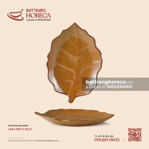 Đĩa lá bỏng 24 x 17cm - Cam Mộc