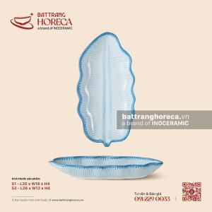 Đĩa lá chuối – Biển Xanh – Men hoả biến