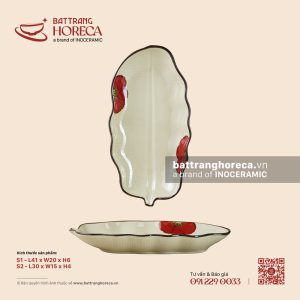 Đĩa lá chuối - Yên Hồng - Men ngà