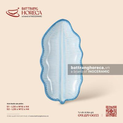 Đĩa lá chuối – Biển Xanh – Men hoả biến