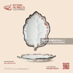Đĩa lá hồng 25 x 17.5cm - Bạch Diêm