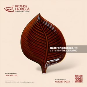 Đĩa lá trầu 30 x 22cm - Nâu Trầm