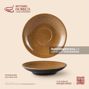 Đĩa lót chén 14cm – Ô Thổ – Men tấm