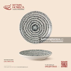 Đĩa lót chén 14cm – Loang – Men ngà