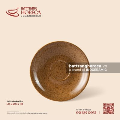 Đĩa lót chén 14cm – Ô Thổ – Men tấm