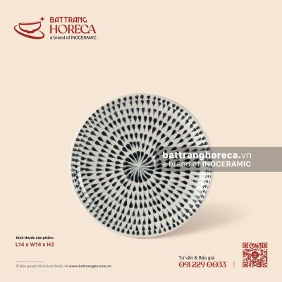 Đĩa lót chén 14cm – Loang – Men ngà